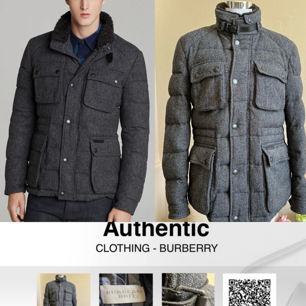 NWOT! Burberry Wool Duck Down Filled Utility Jacket Sz S  W/T Auth Cert $2,150